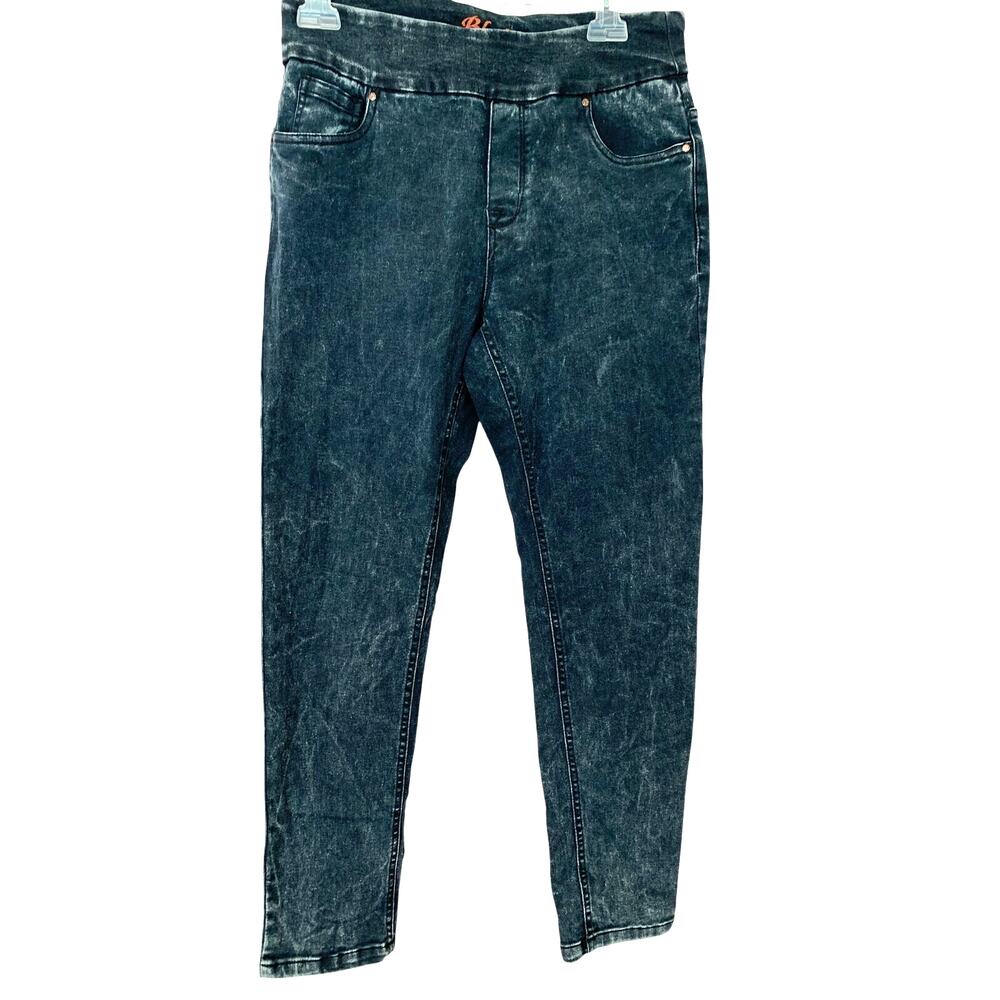 BLUBERRY STRETCH DENIM BLACK WASH SKINNY STRETCH LEGGINGS POCKETS SIZE 10